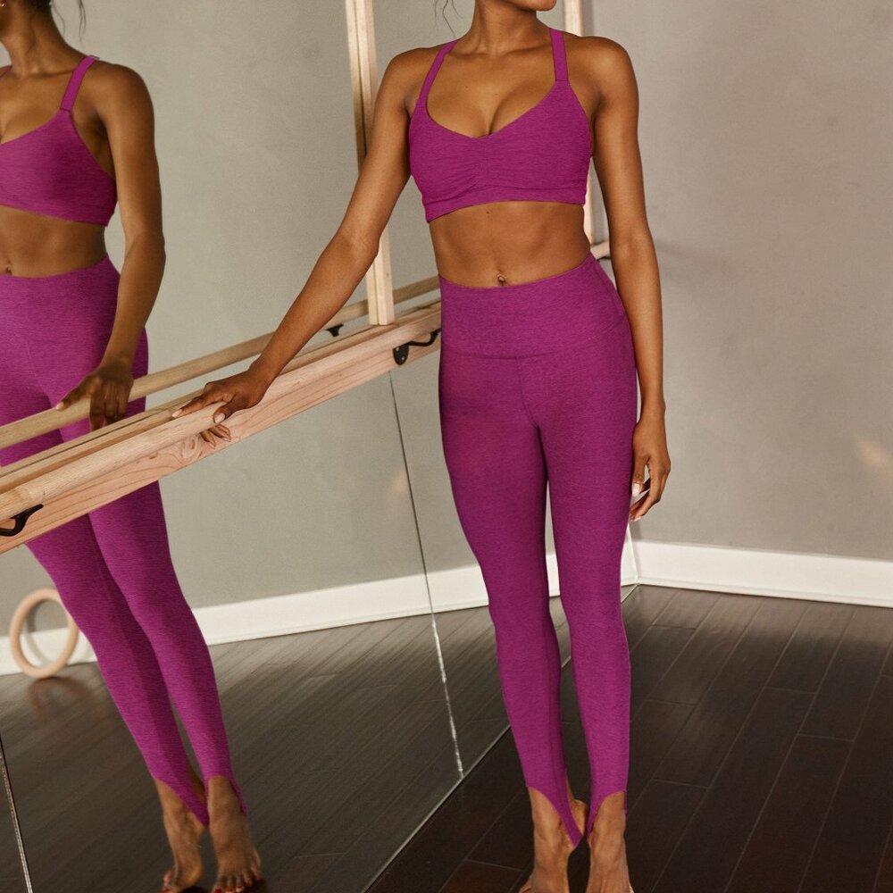 BEYOND YOGA SET Spacedye Stirrup Legging w/ On Center Bra & Cropped Shell Tank